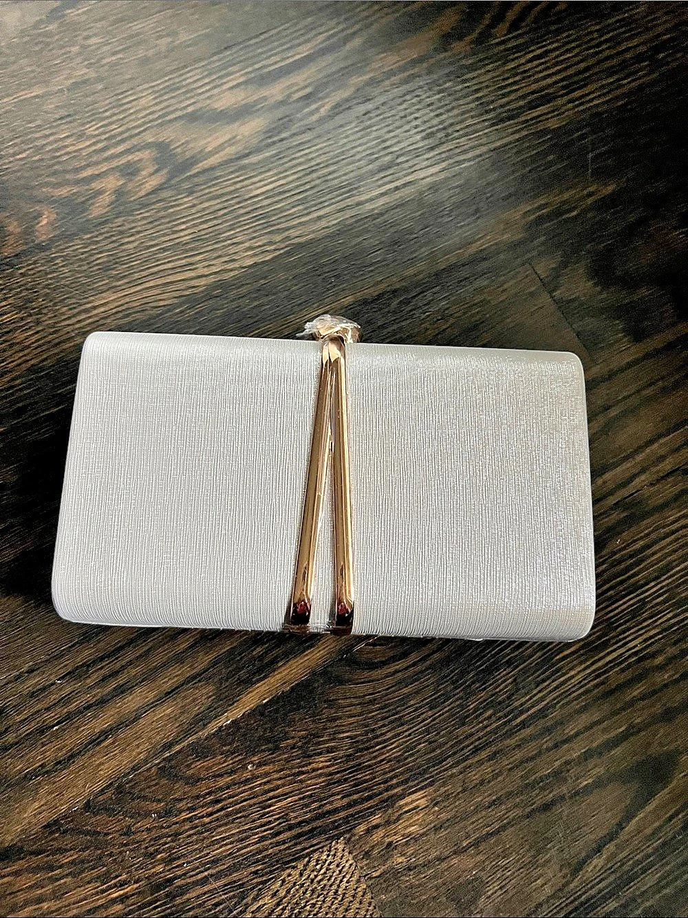 NWT NEW Verano Hill Silver Clutch Purse with Chain Two Chain Lengths
